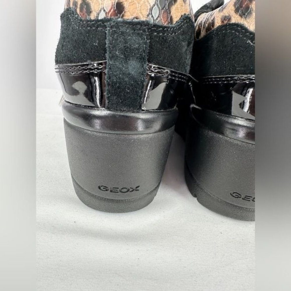 Respira Geox | NWT Women’s 9 Black Suede Leopard Trim Wedge Sneakers - Picture 12 of 13